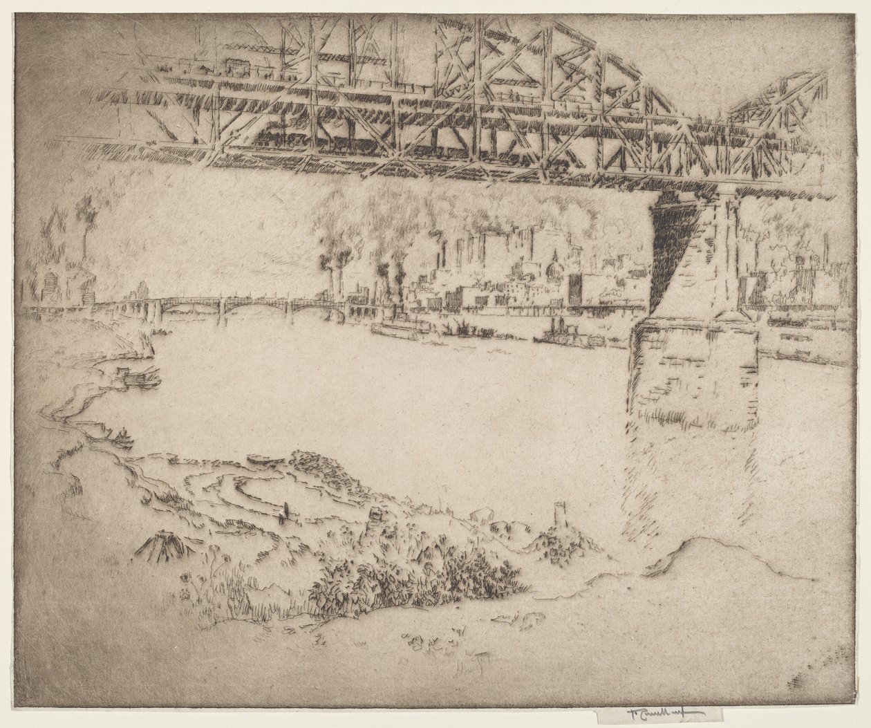 Bybroen, St. Louis av Joseph Pennell