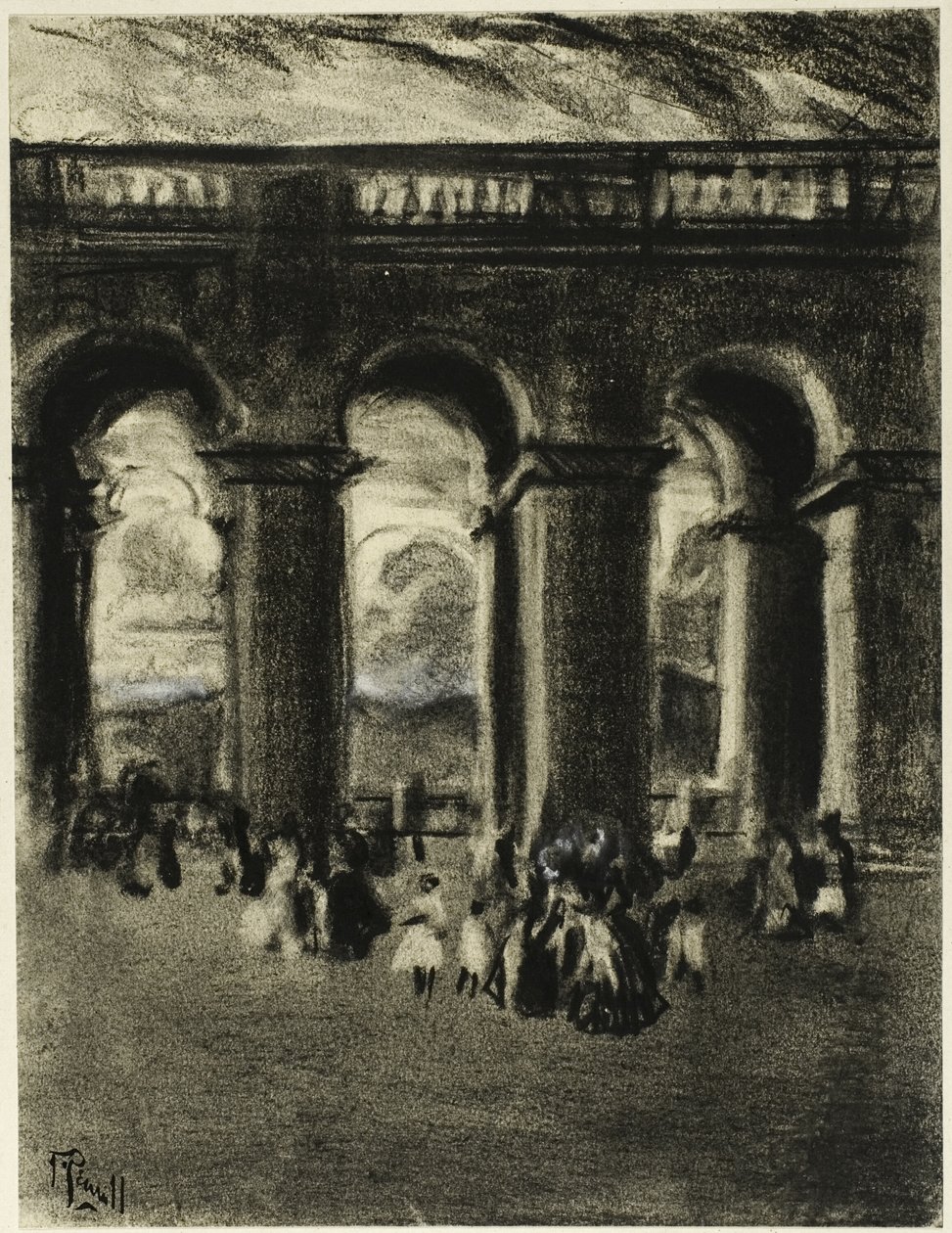 Gårdsplassen til palasset, Madrid av Joseph Pennell