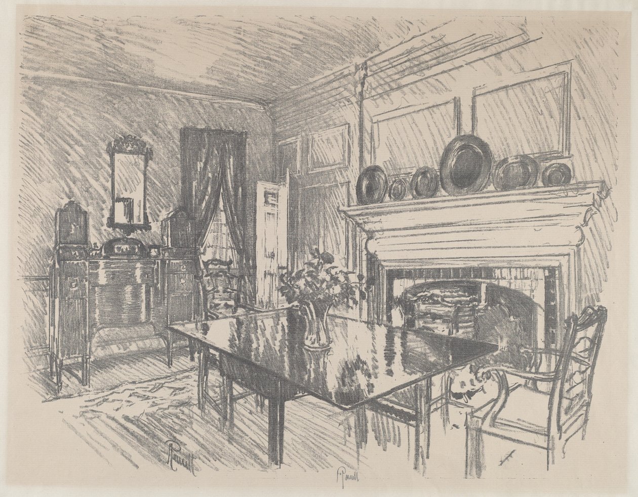 Spisestuen, Stenton av Joseph Pennell