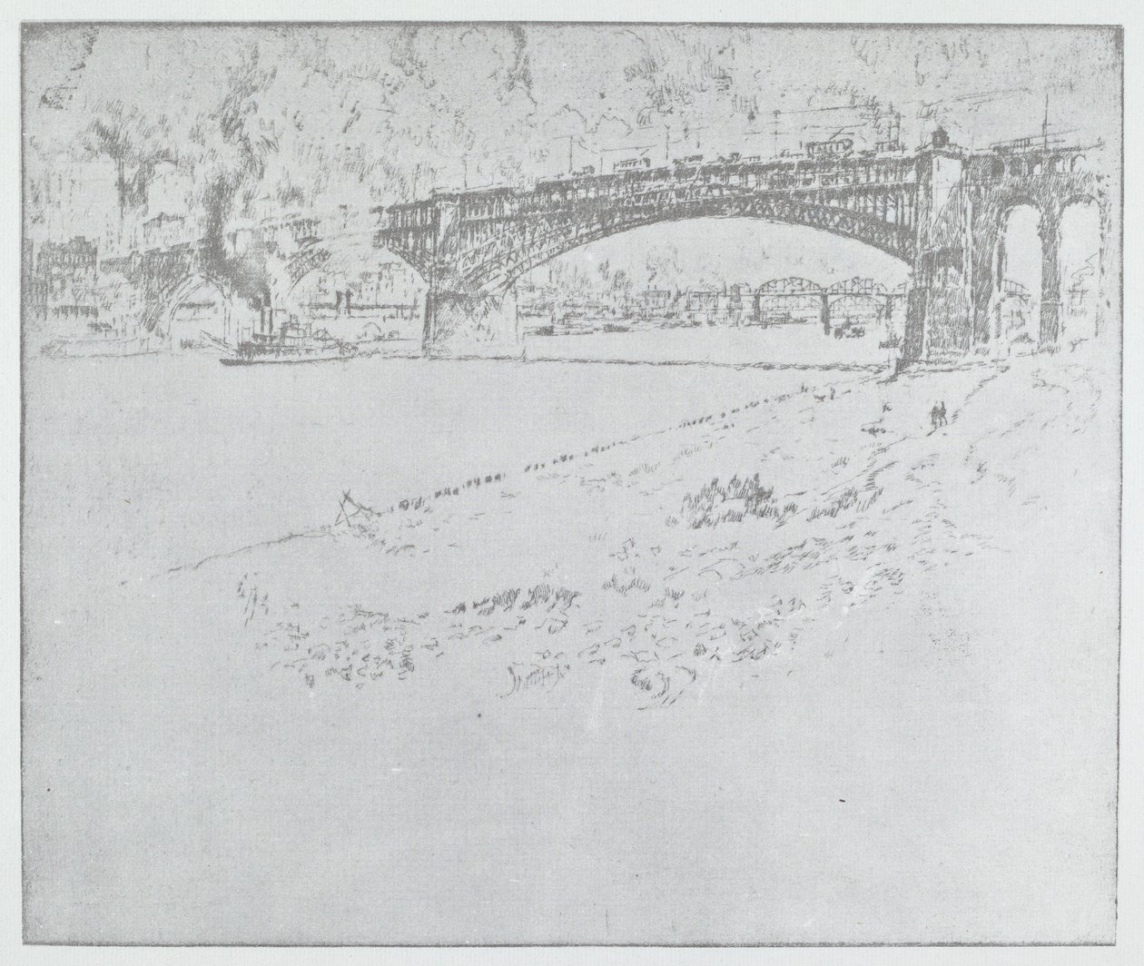 The Eads Bridge, St. Louis [øverst], 1919 eller senere. av Joseph Pennell