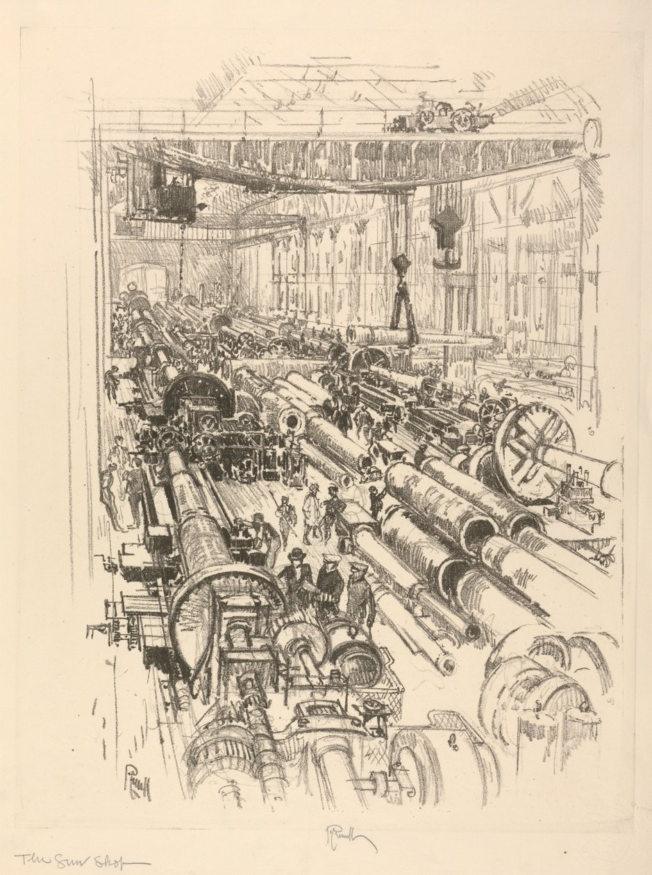 The English War Series: W. 441. The Gun Shop av Joseph Pennell
