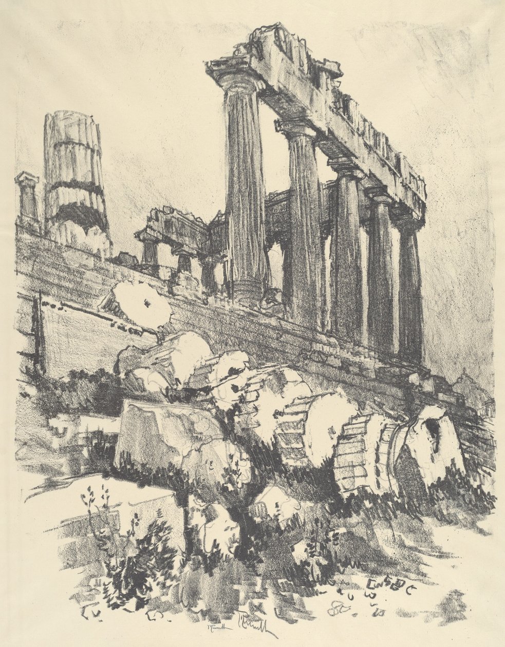 The Fallen Column, Athen av Joseph Pennell