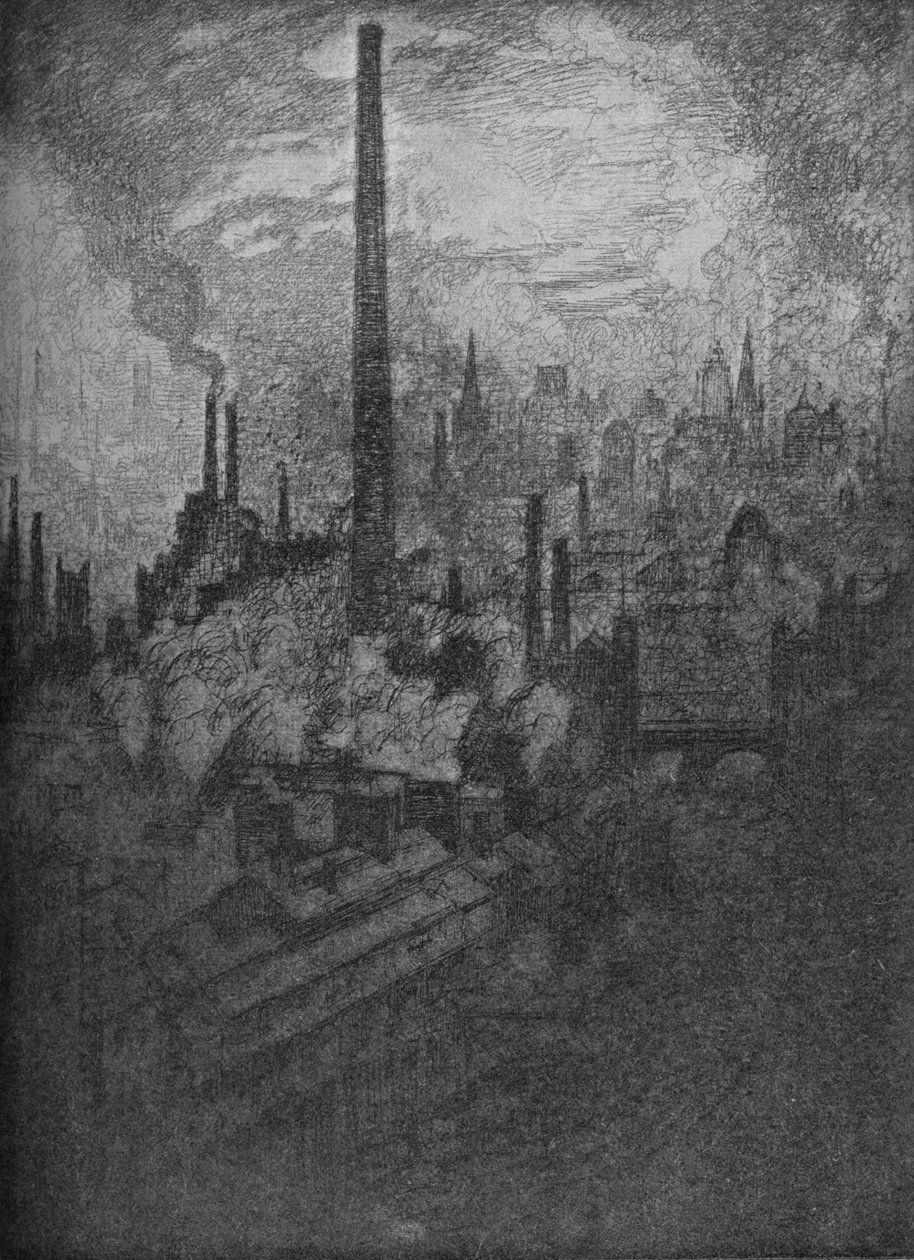 Den store skorsteinen, Sheffield, 1910 av Joseph Pennell
