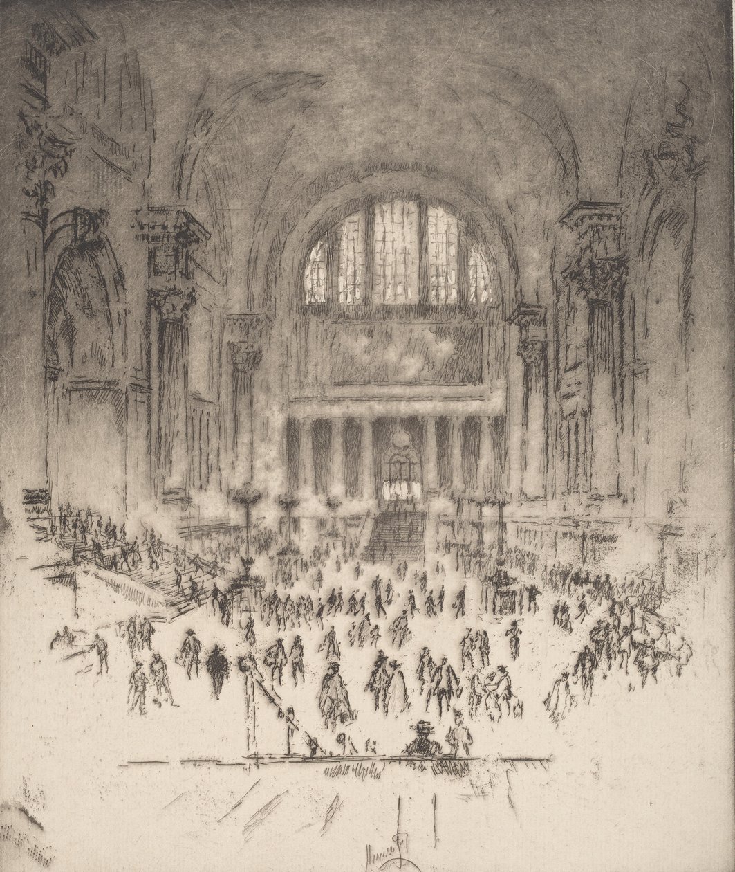 The Marble Hall, Pennsylvania Station, New York, 1919. av Joseph Pennell