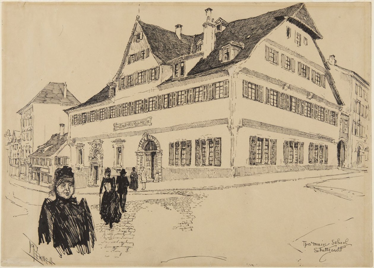 Musikkskolen, Stuttgart av Joseph Pennell