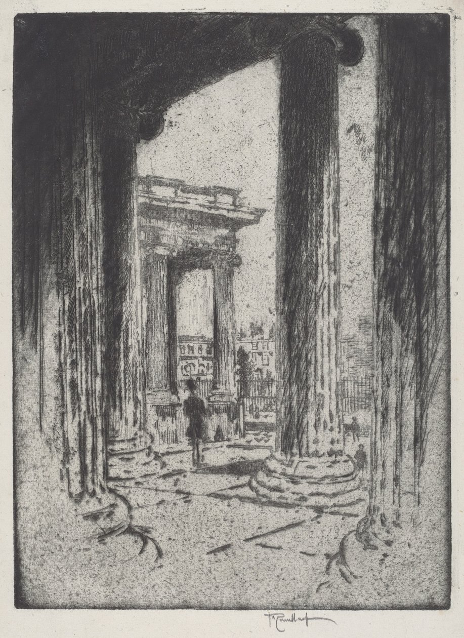 Portikoen, British Museum av Joseph Pennell