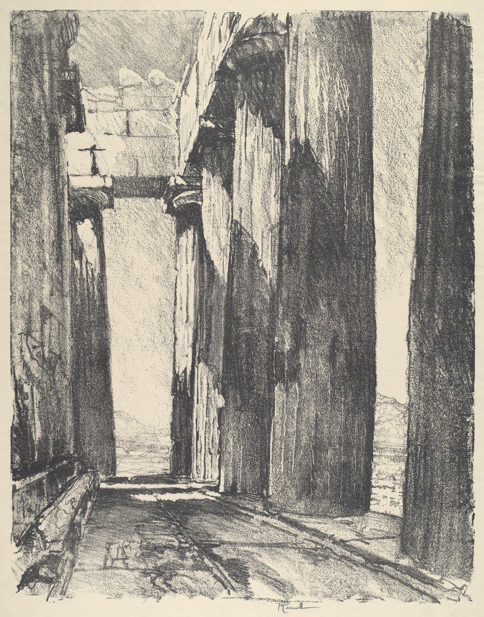 Portikoen til Parthenon, 1913. av Joseph Pennell