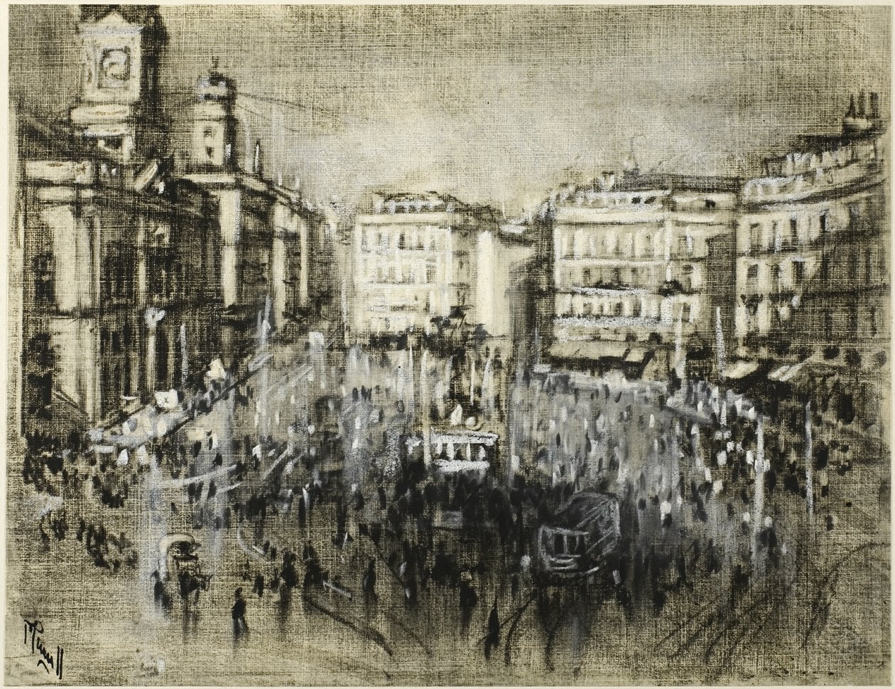 Puerta del Sol, Madrid av Joseph Pennell