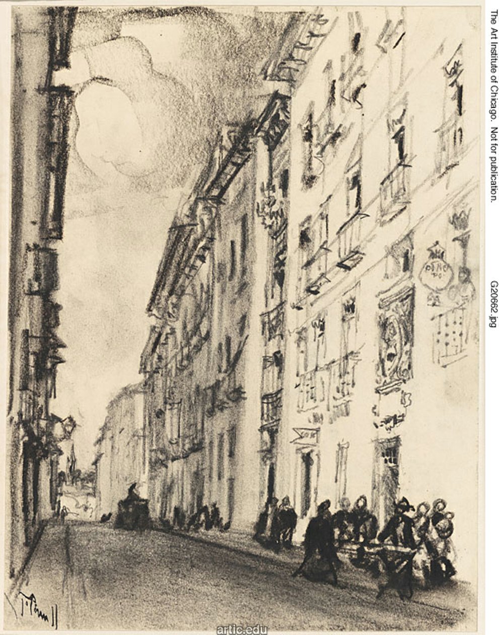 Cervantes-gaten og Lope de Vega, Madrid av Joseph Pennell