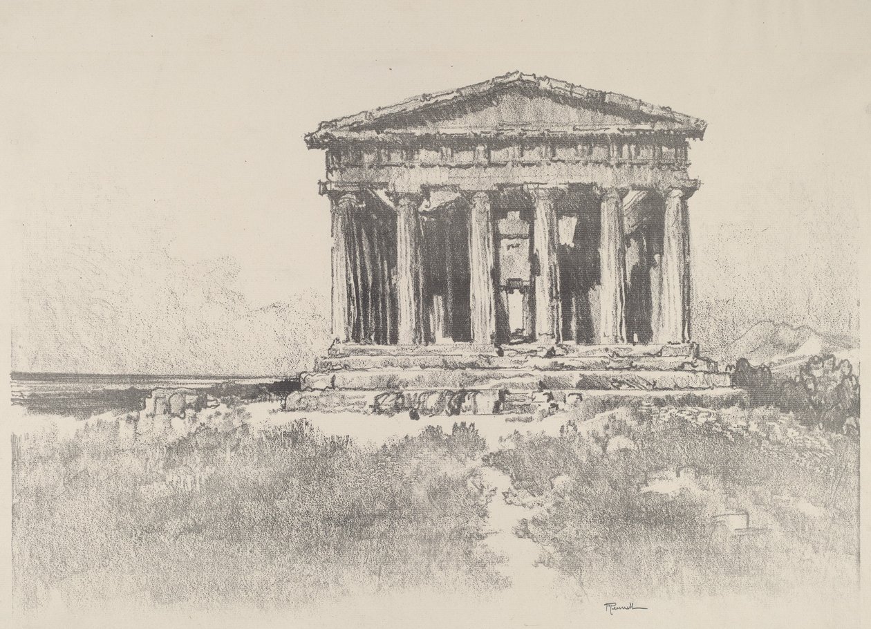 Templet ved havet, Temple of Concord, Girgenti av Joseph Pennell