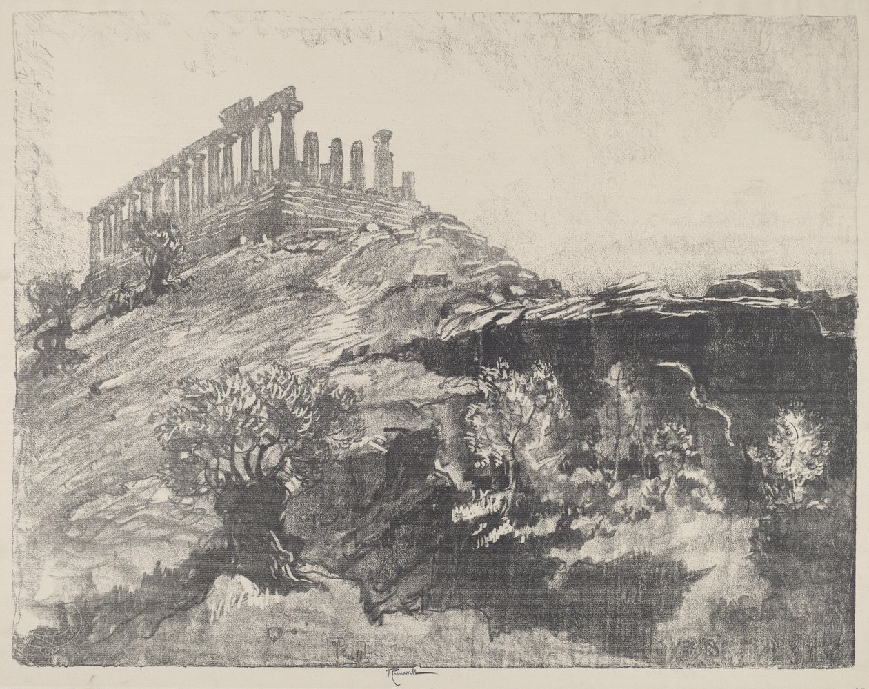 The Temple of Concord on the Wall, Girgenti av Joseph Pennell