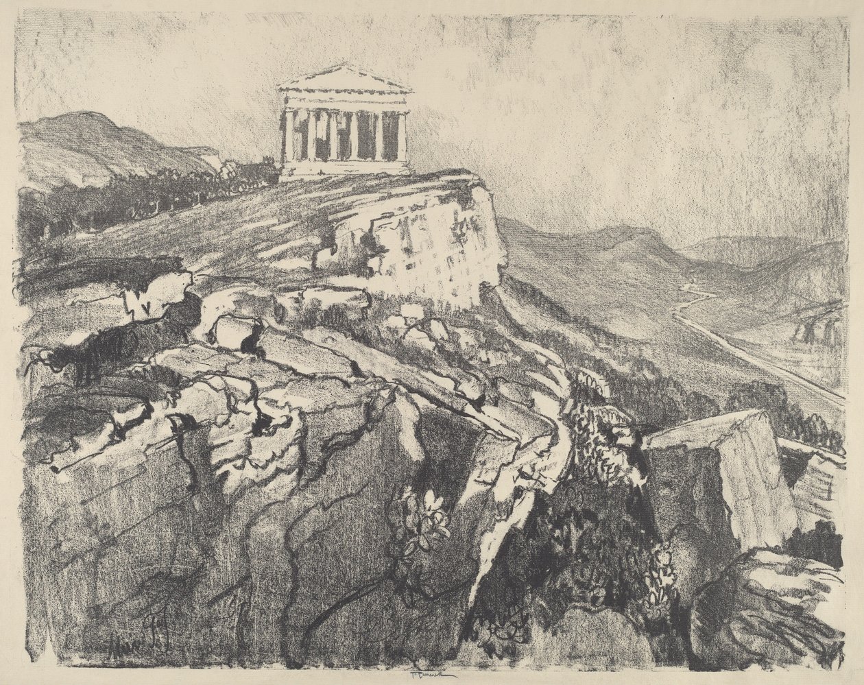 Concordia-tempelet på muren, Girgenti av Joseph Pennell