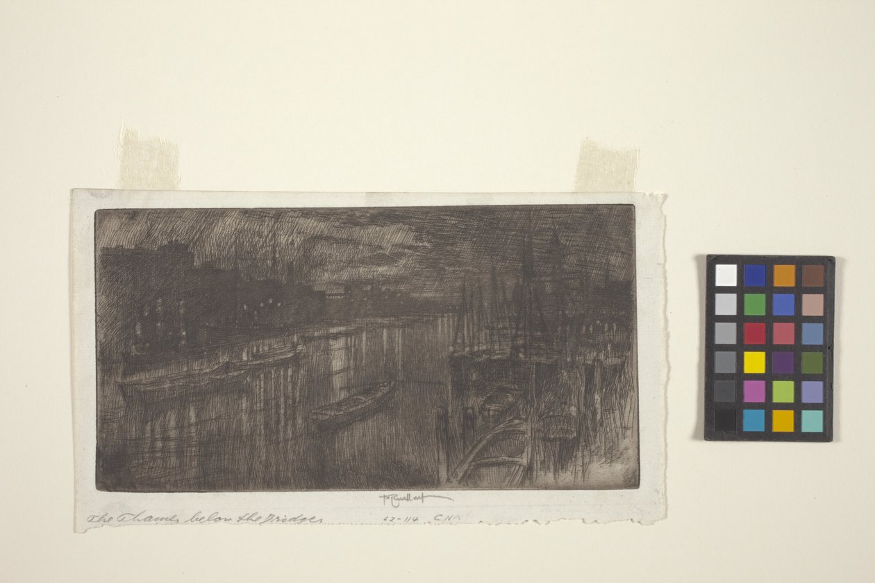 Themsen under broen (etsing) av Joseph Pennell