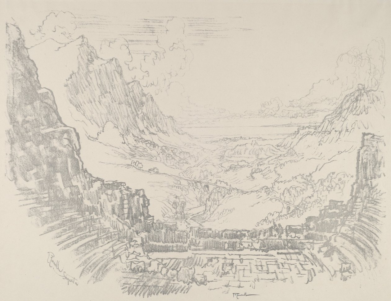 Teateret, Segesta, 1913. av Joseph Pennell