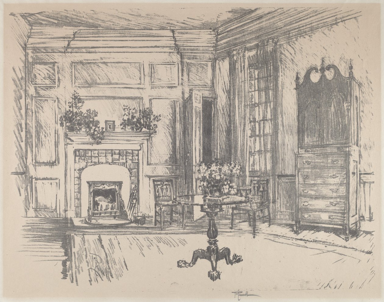 The Upper-room, Stenton, 1912. av Joseph Pennell