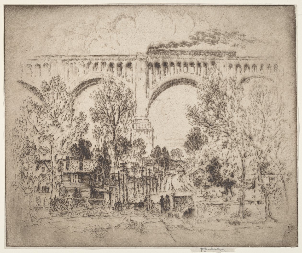 The Viaduct, D., L. & W. i Nicholson, Pa. av Joseph Pennell