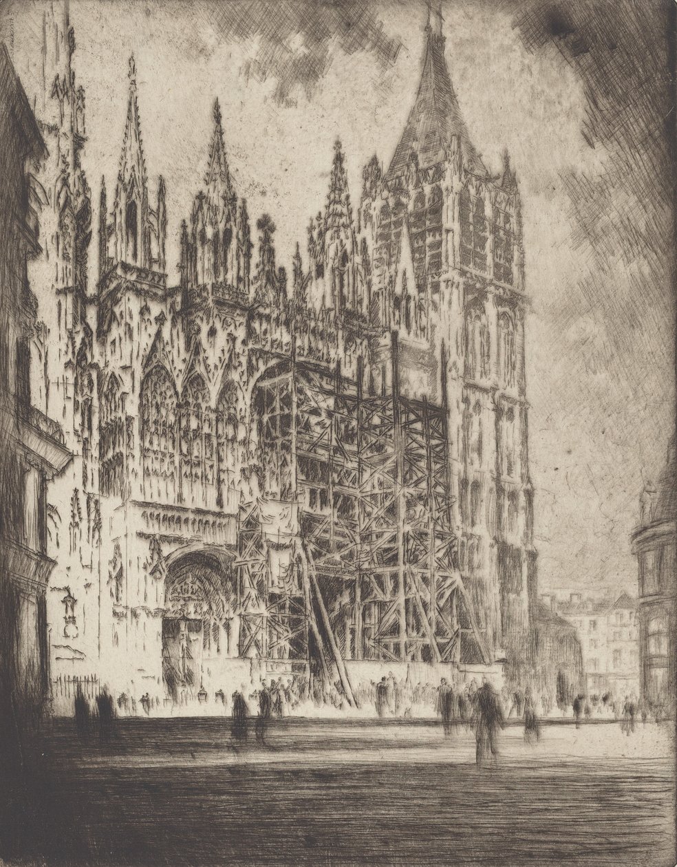 Vestfronten, Rouen katedral, 1907. av Joseph Pennell