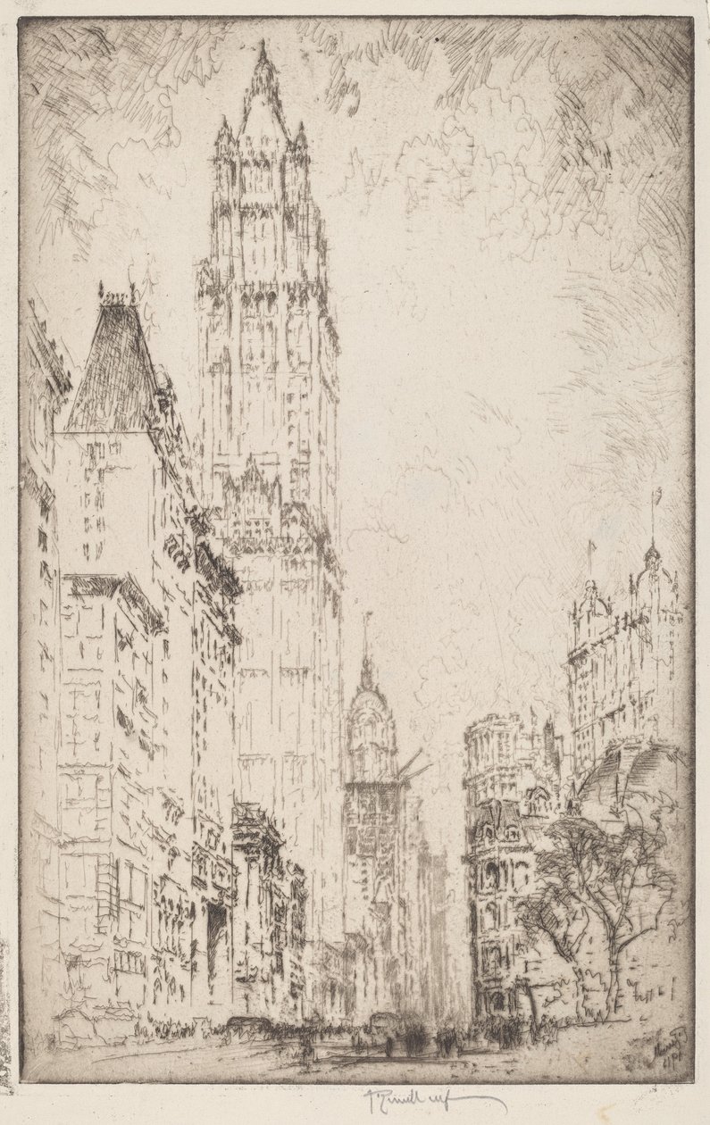 Woolworth-bygningen, 1915. av Joseph Pennell