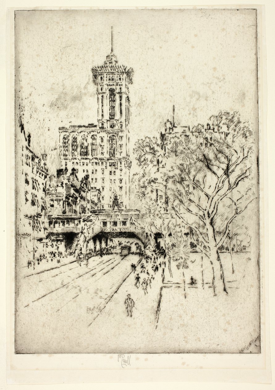 Times Building og 42nd Street av Joseph Pennell
