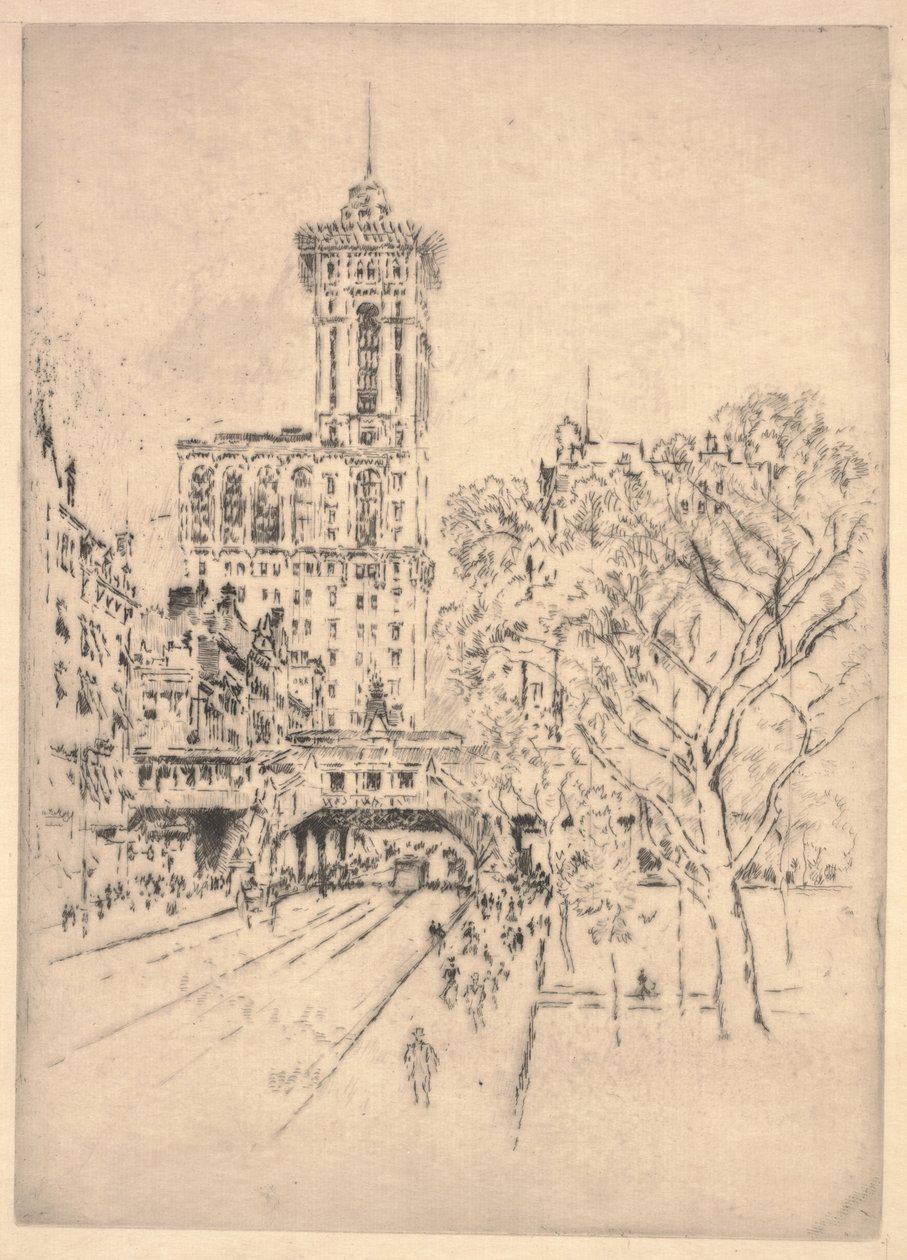 Times Building og 42nd Street av Joseph Pennell