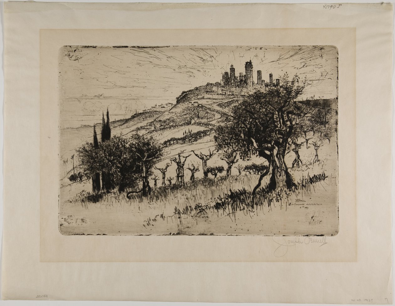 Towers of San Gimignano, utenfor murene av Joseph Pennell
