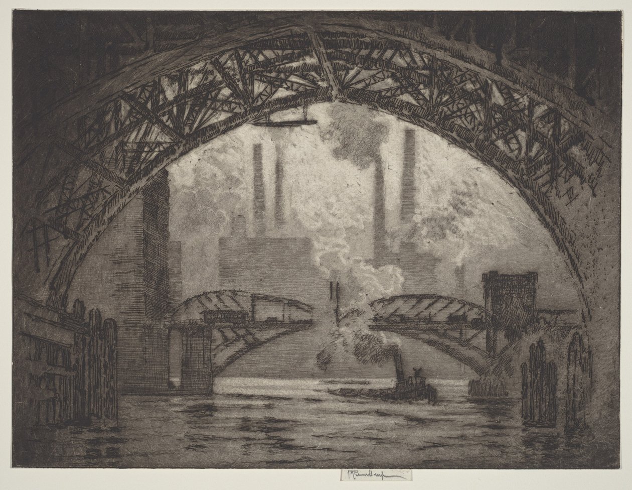 Under broene, Chicago av Joseph Pennell