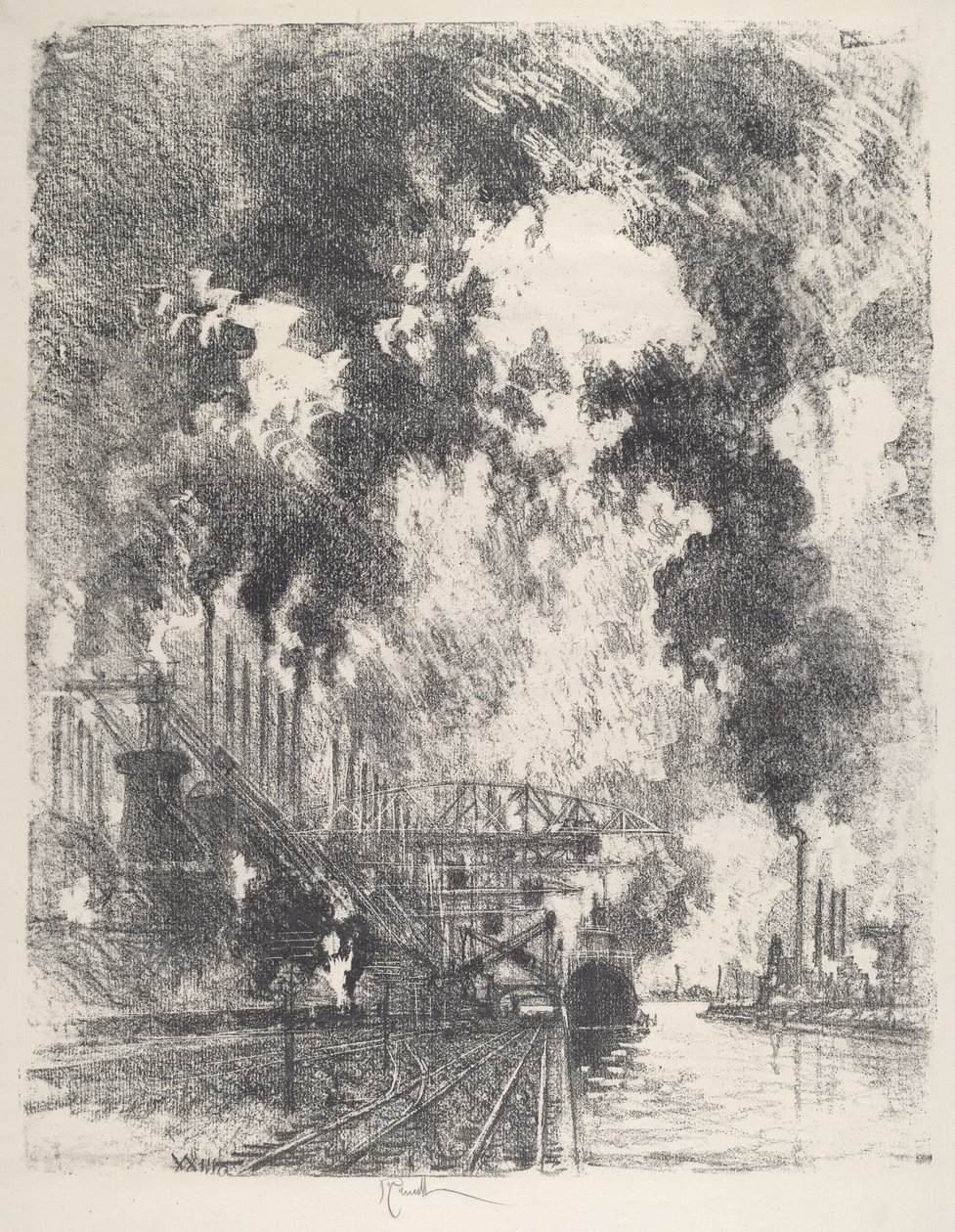 Lossing av malm av Joseph Pennell