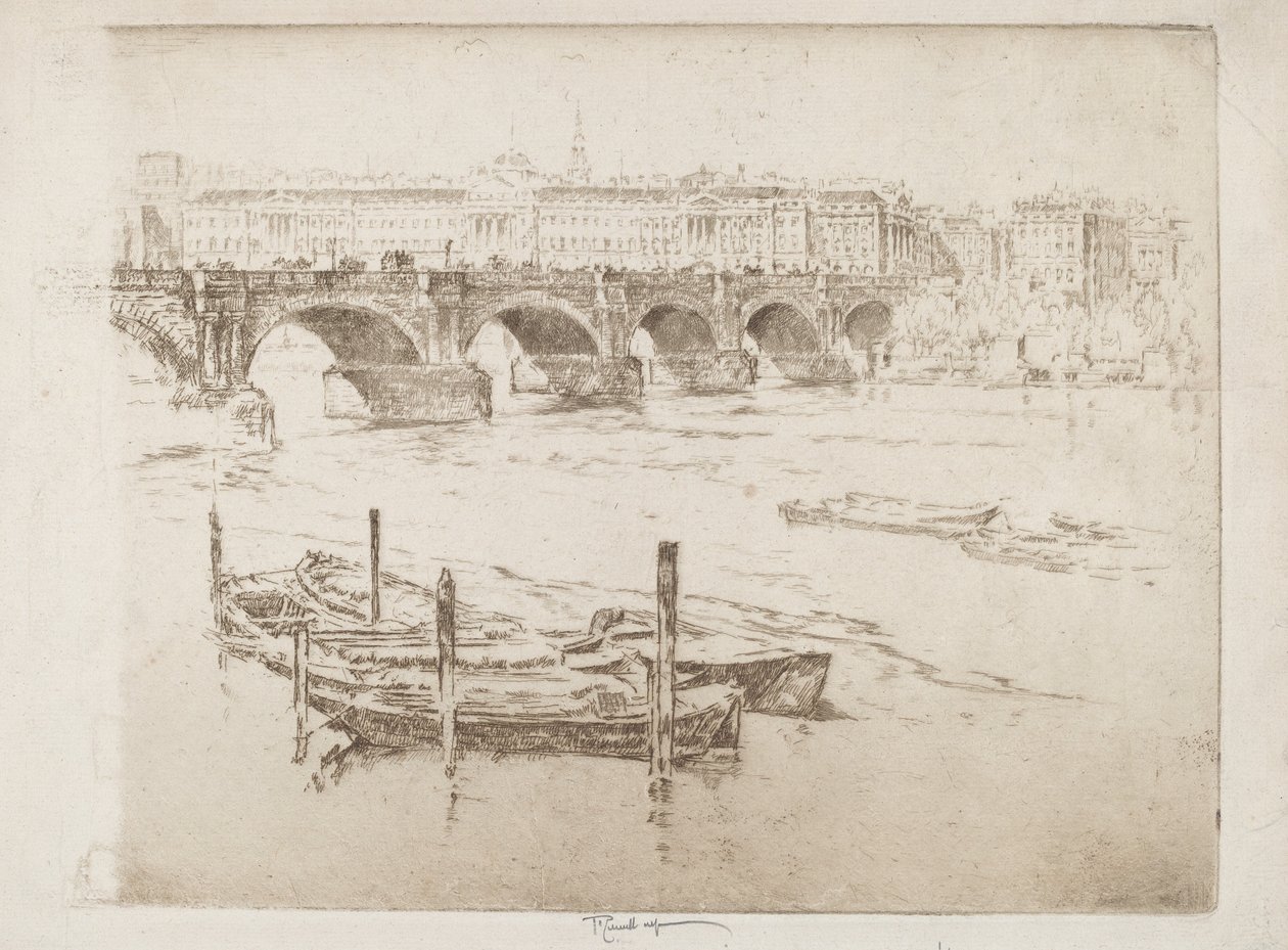 Waterloo Bridge og Somerset House av Joseph Pennell