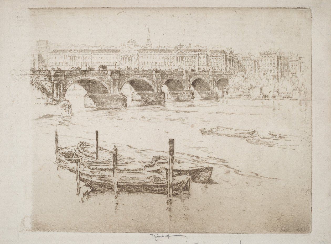 Waterloo Bridge og Somerset House av Joseph Pennell