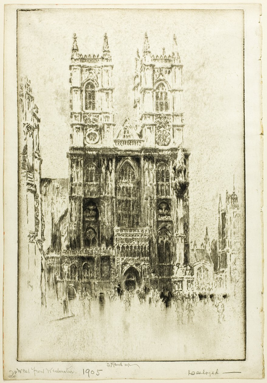 Vestfronten, Westminster Abbey av Joseph Pennell