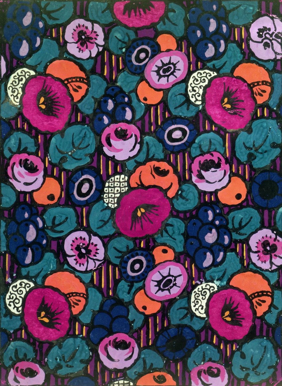 Design for et trykt tekstil av Joseph Percy Bilbie (1879-1949), ca. 1920 (kroppsfarge) av Joseph Percy Bilbie
