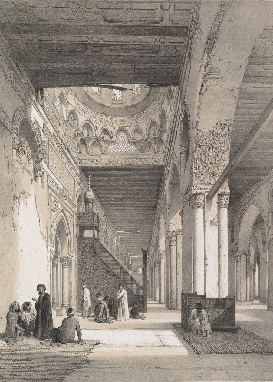 12. Interiør, moskeen i Ibn Toûloûn, 1843. av Joseph Philibert Girault De Prangey