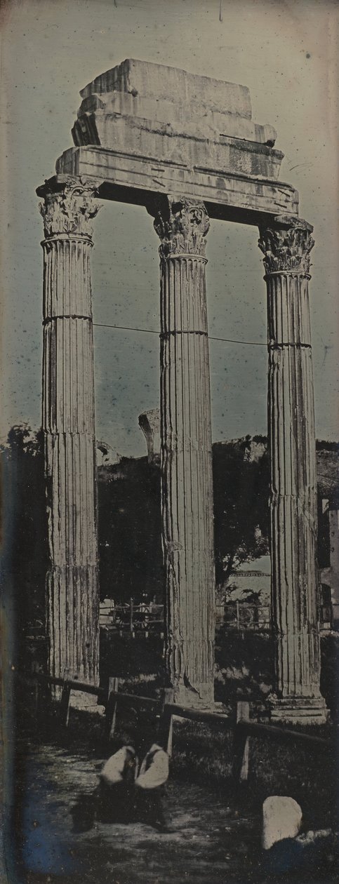 Nordvestfasade, Castor og Pollux-tempelet, Roma, 1842. av Joseph Philibert Girault De Prangey