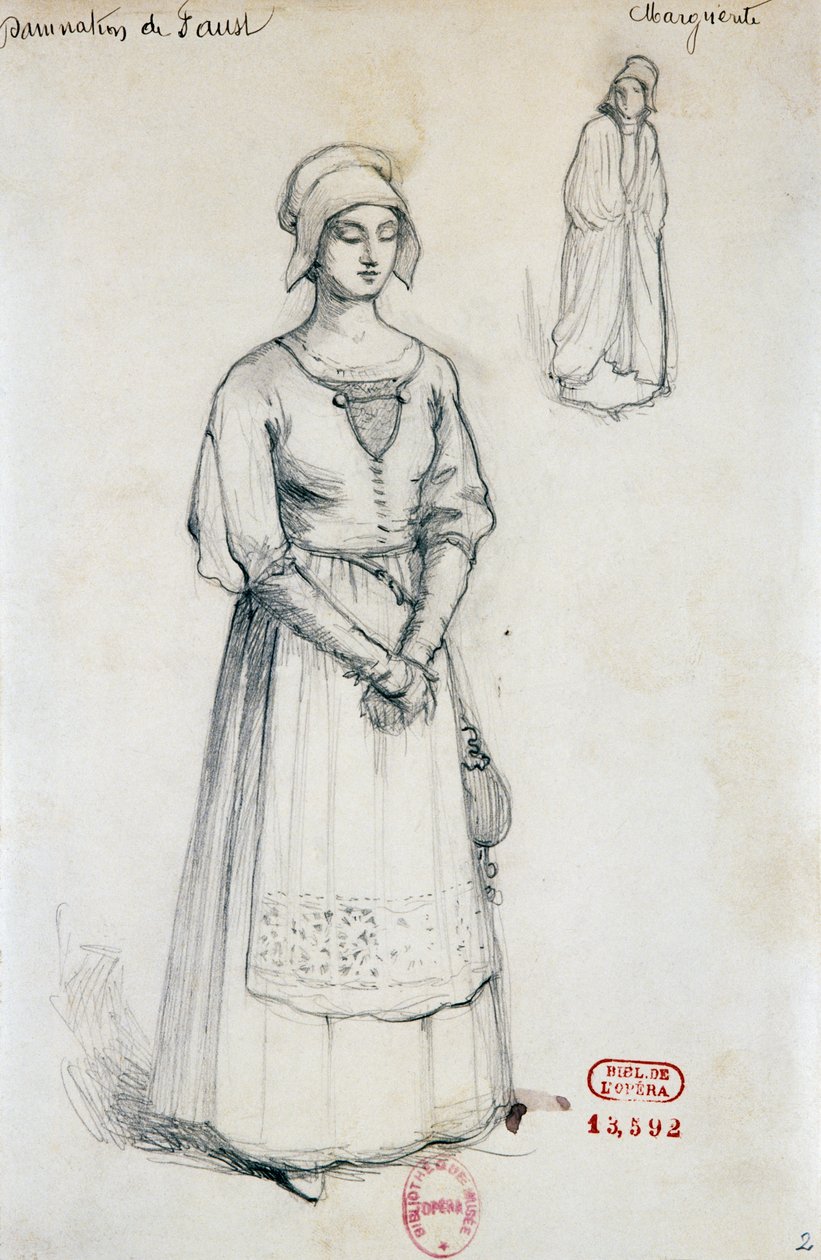 Kostyme til karakteren Margaret i Fausts fordømmelse av Hector Berlioz, skisse av Joseph Porphyre Pinchon (1871–1953) av Joseph Porphyre Pinchon