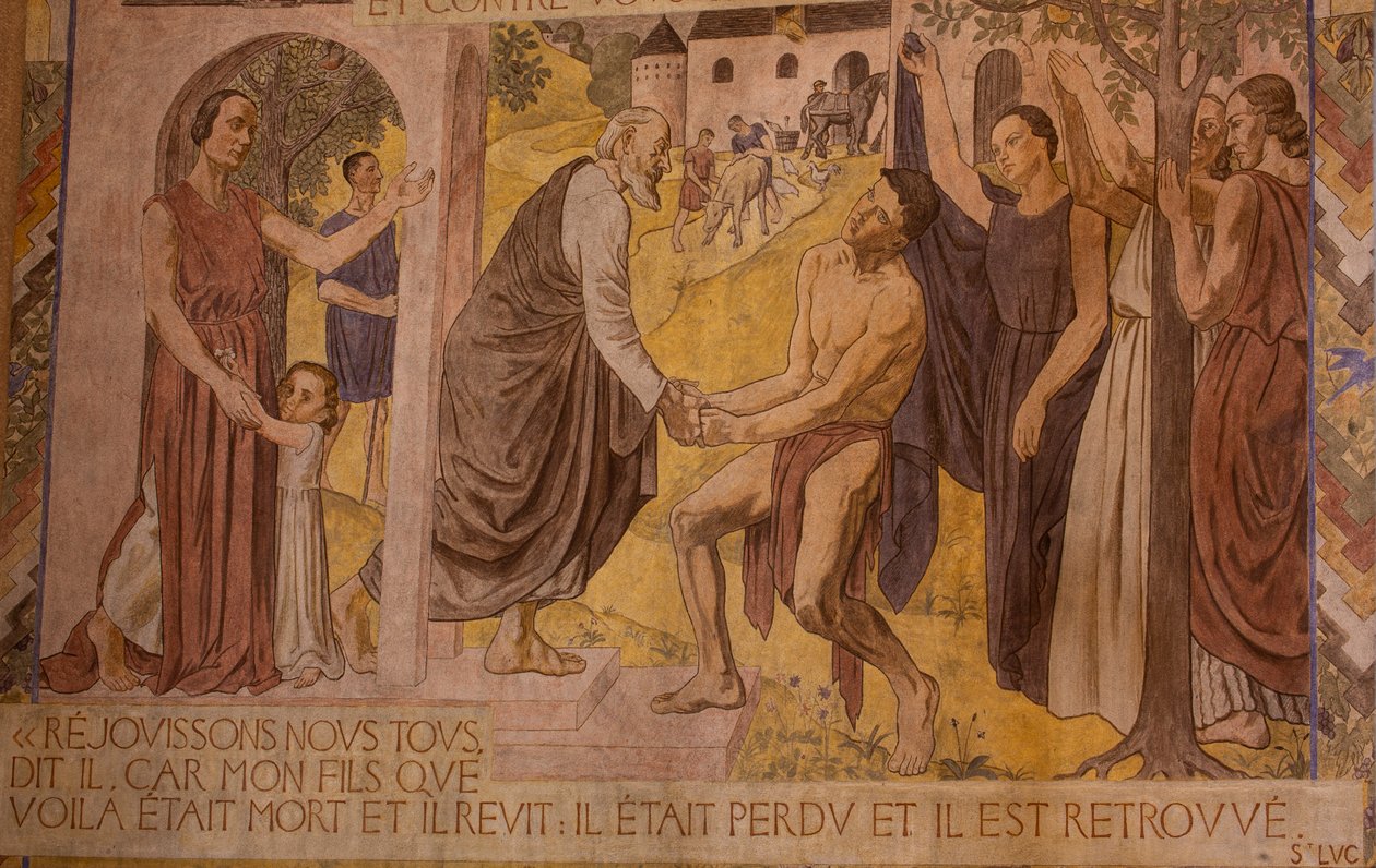 Den fortapte sønn. Fresco i katedralen i Nanterre av Joseph Radan