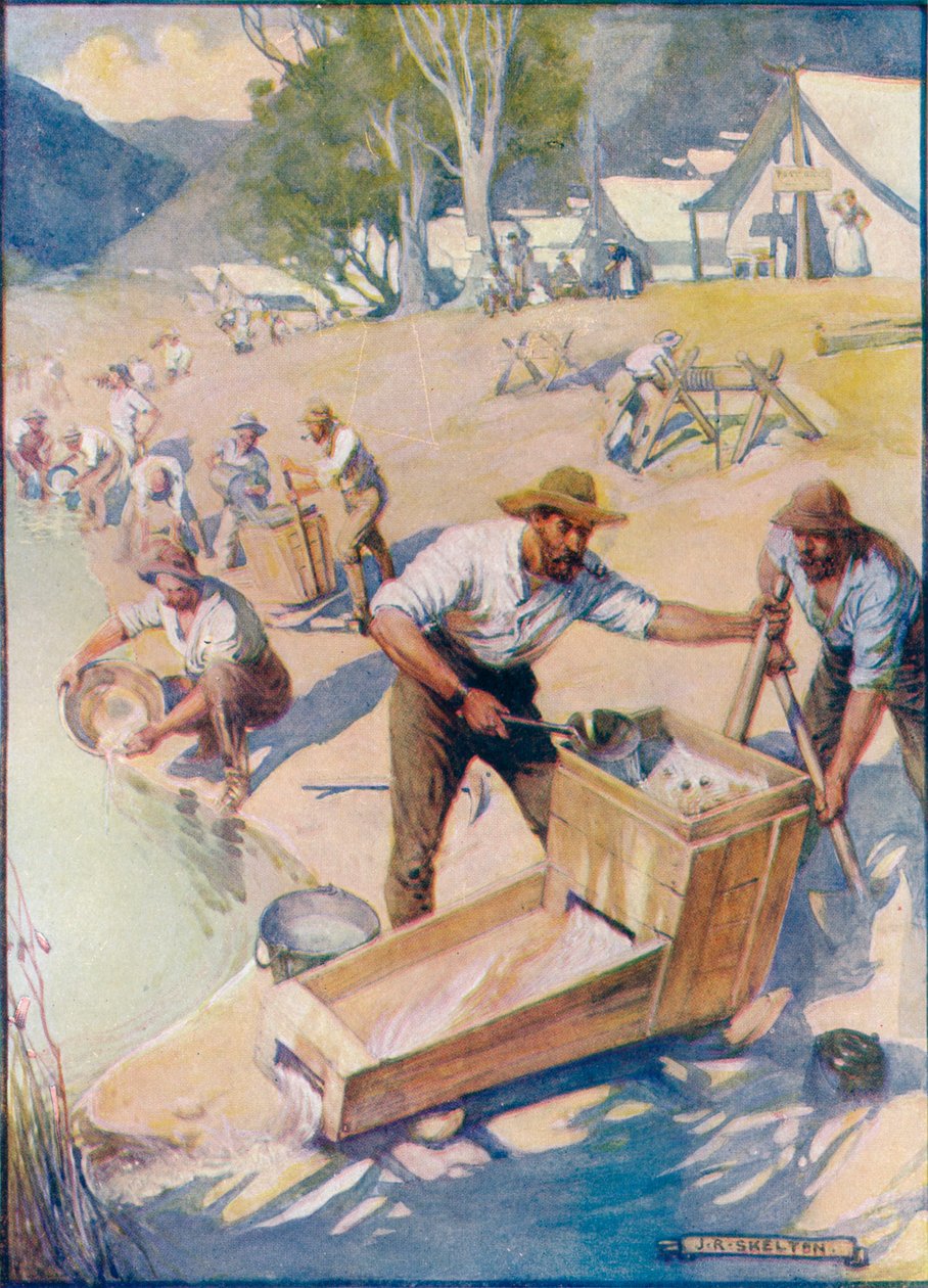 Hele dagen var lyden av plukket og vuggens rumling hørt, c1908, c1920. av Joseph Ratcliffe Skelton