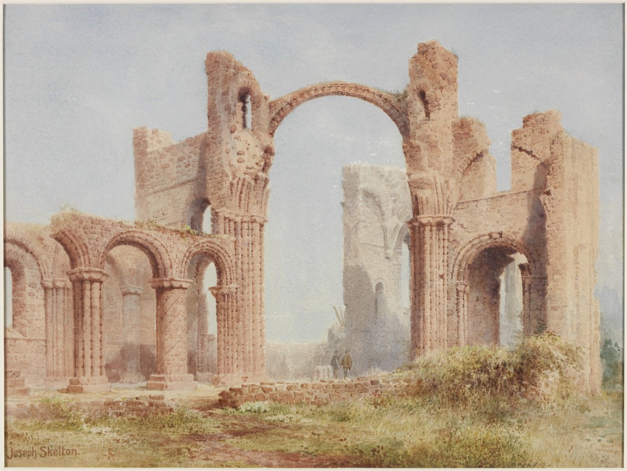 Lindisfarne Priory Ruins (akvarell, kroppsfarge og blyant på papir) av Joseph Ratcliffe Skelton