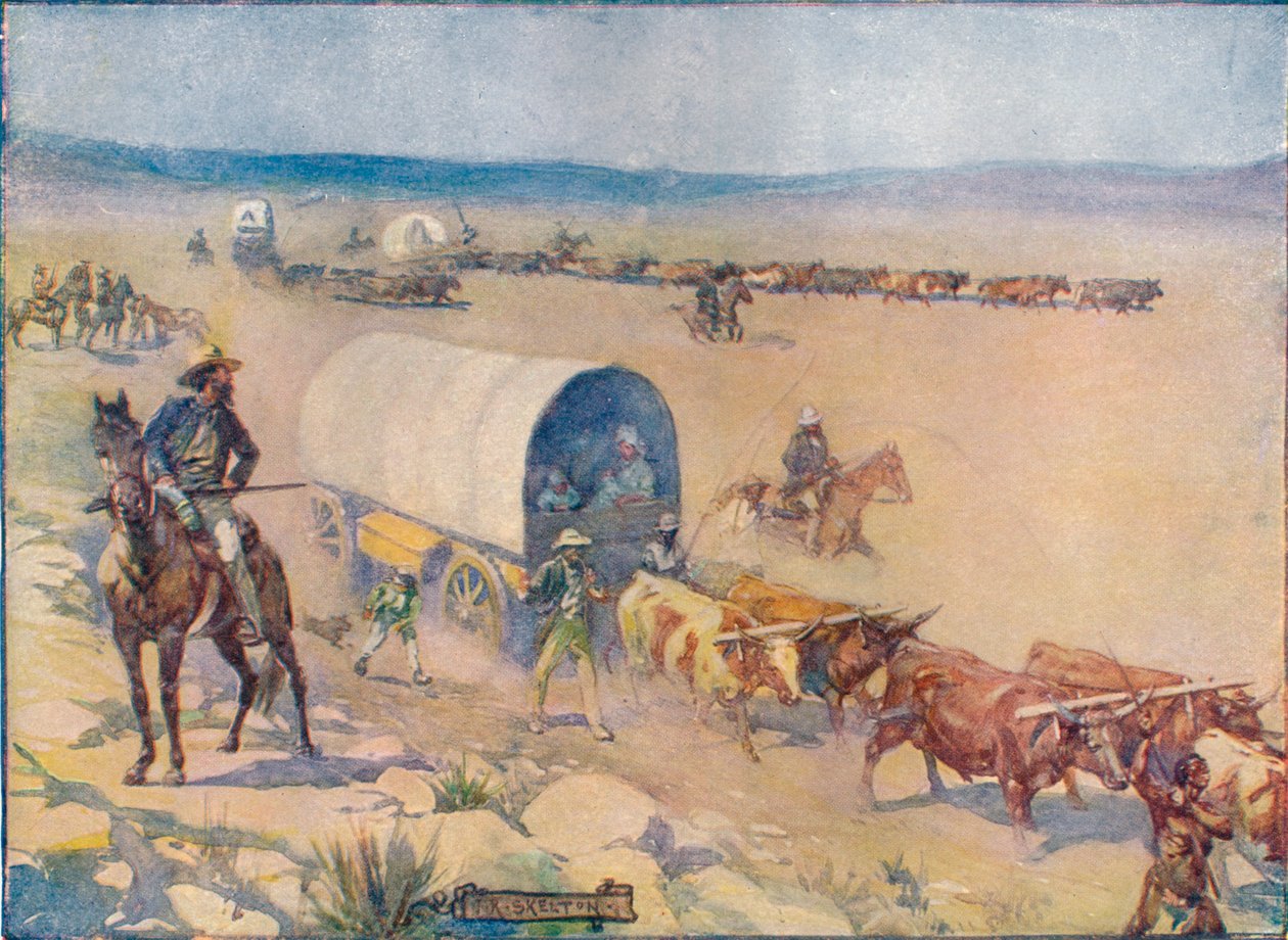 The Bullock-Waggons slynget seg sakte over The Billowy Plains, c1908, c1920. av Joseph Ratcliffe Skelton