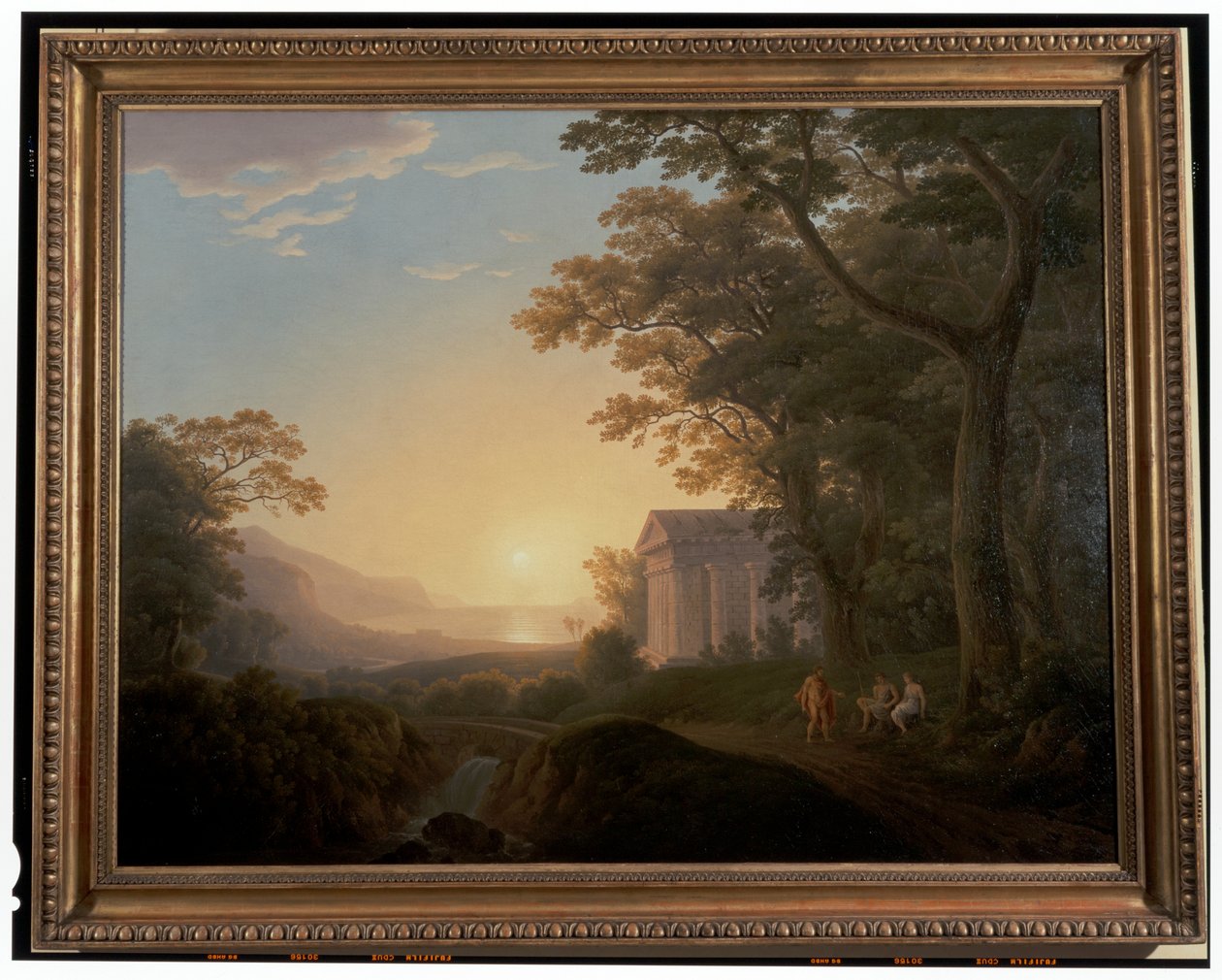 Et ideelt landskap med tempel av Joseph Rebell