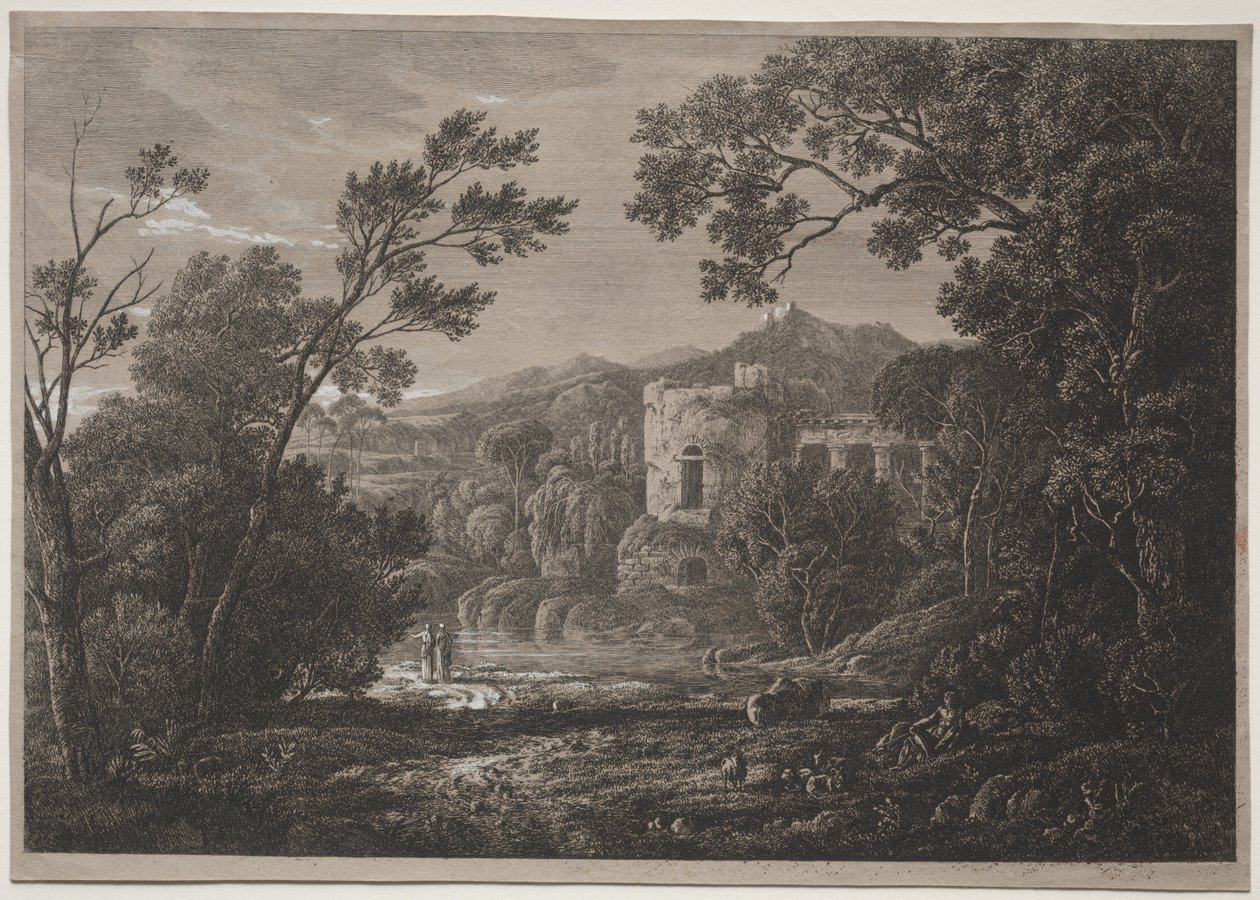 En italiensk utsikt, ca. 1810 . av Joseph Rebell