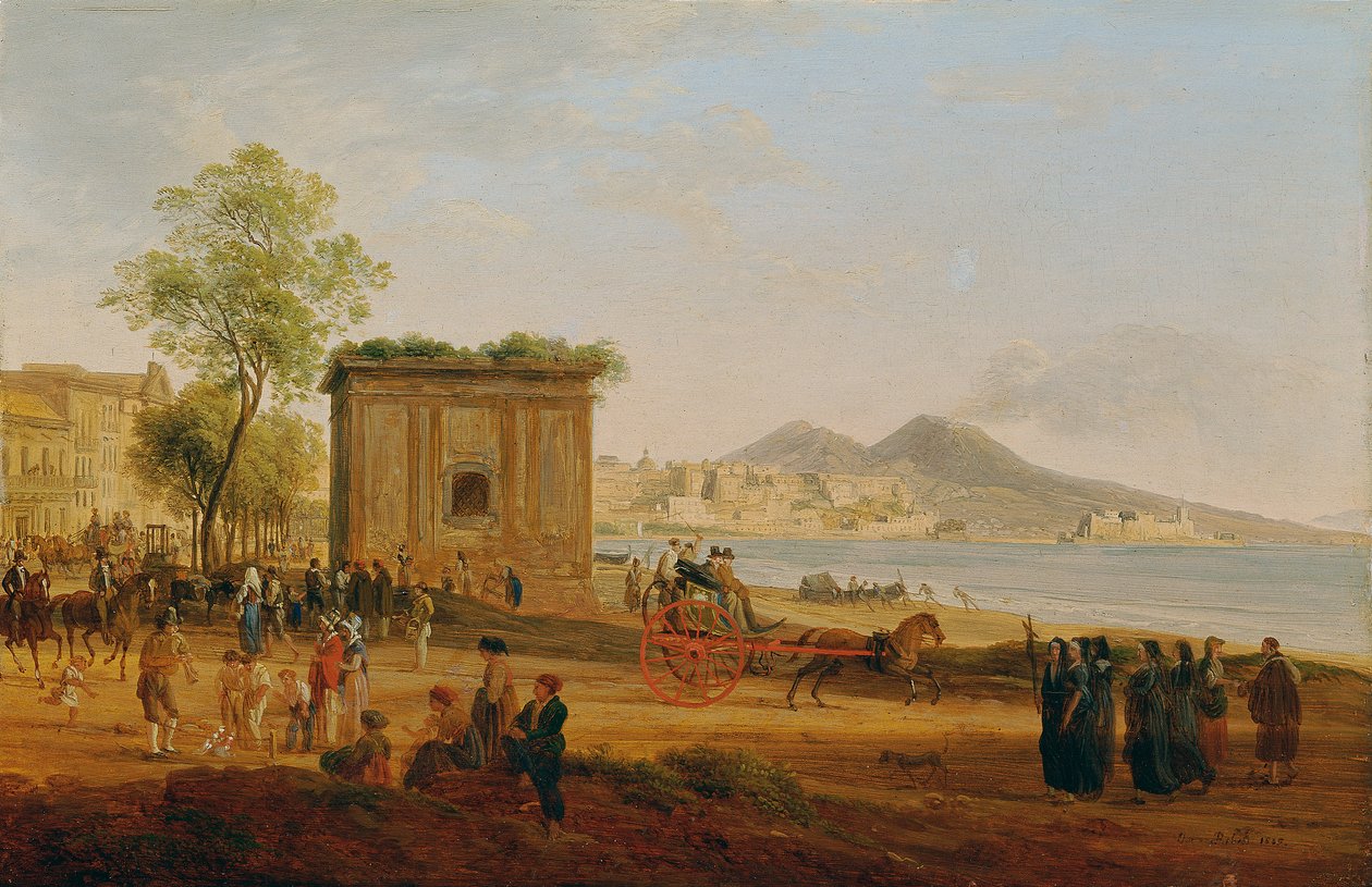 Napolibukten med scener fra folkelivet av Joseph Rebell