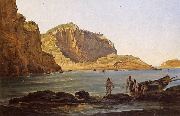 Posillipo (olje på panel) av Joseph Rebell