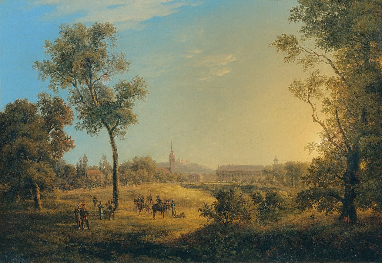 Scene fra Napoleonskrigene: Utsikt over Kaiserebersdorf av Joseph Rebell