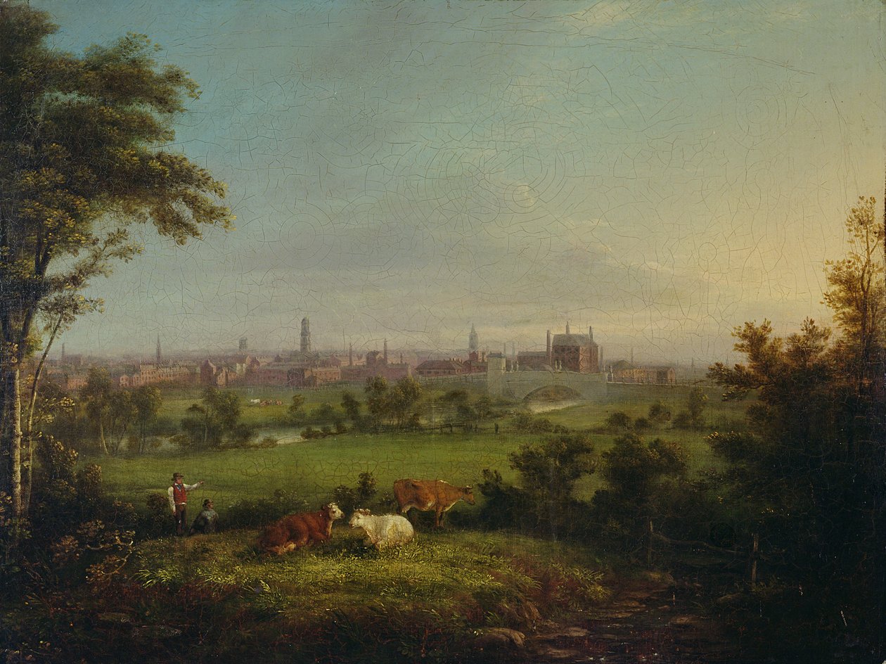 Leeds from the Meadows, ca. 1825 (olje på lerret) av Joseph Rhodes