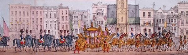Panoramarepresentasjon av dronning Victorias kongelige fremgang gjennom City of London 9. november 1837 (litho) (detalj) av Joseph Robins