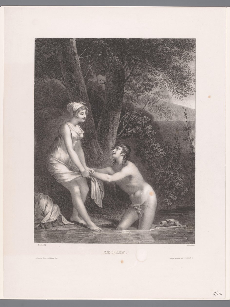 Daphnis og Chloe bader Le Bain (tittel på objekt) av Joseph Rose Lemercier