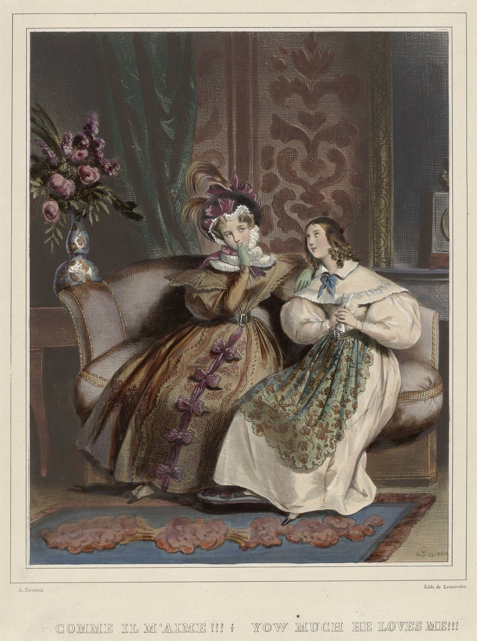 Kvinnene. Fasjonable galleri, ca. 1830: Hvor han elsker meg!!! (...) av Joseph Rose Lemercier