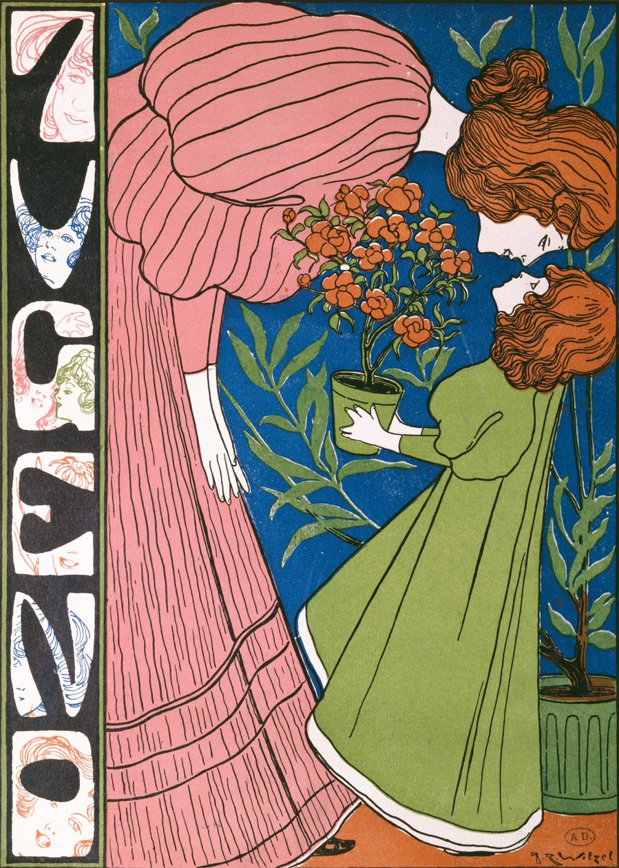 Mor og barn omfavnelse, fra Jugend, 3. oktober 1896 av Joseph Rudolf Witzel