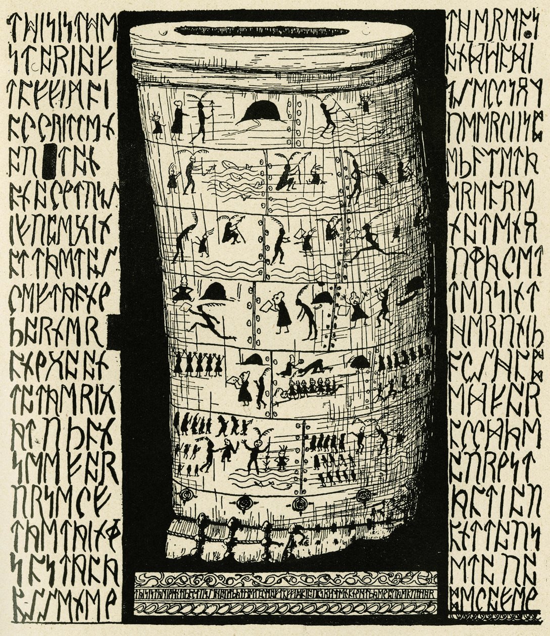 Tegning av Kipling som representerer Taffimai Metallumai i Rudyard Kiplings "Histoires comme ca" (1856 - 1936), Librairie Delagrave av Joseph Rudyard Kipling