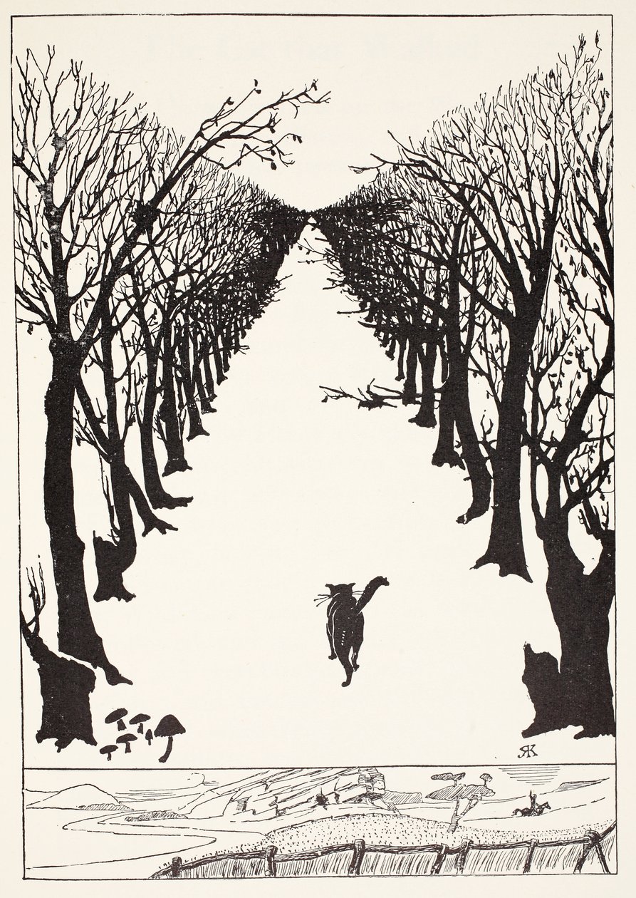 The Cat that Walked by Himself, illustrasjon fra "Just So Stories for Little Children" av Rudyard Kipling, pub. London, 1951 av Joseph Rudyard Kipling
